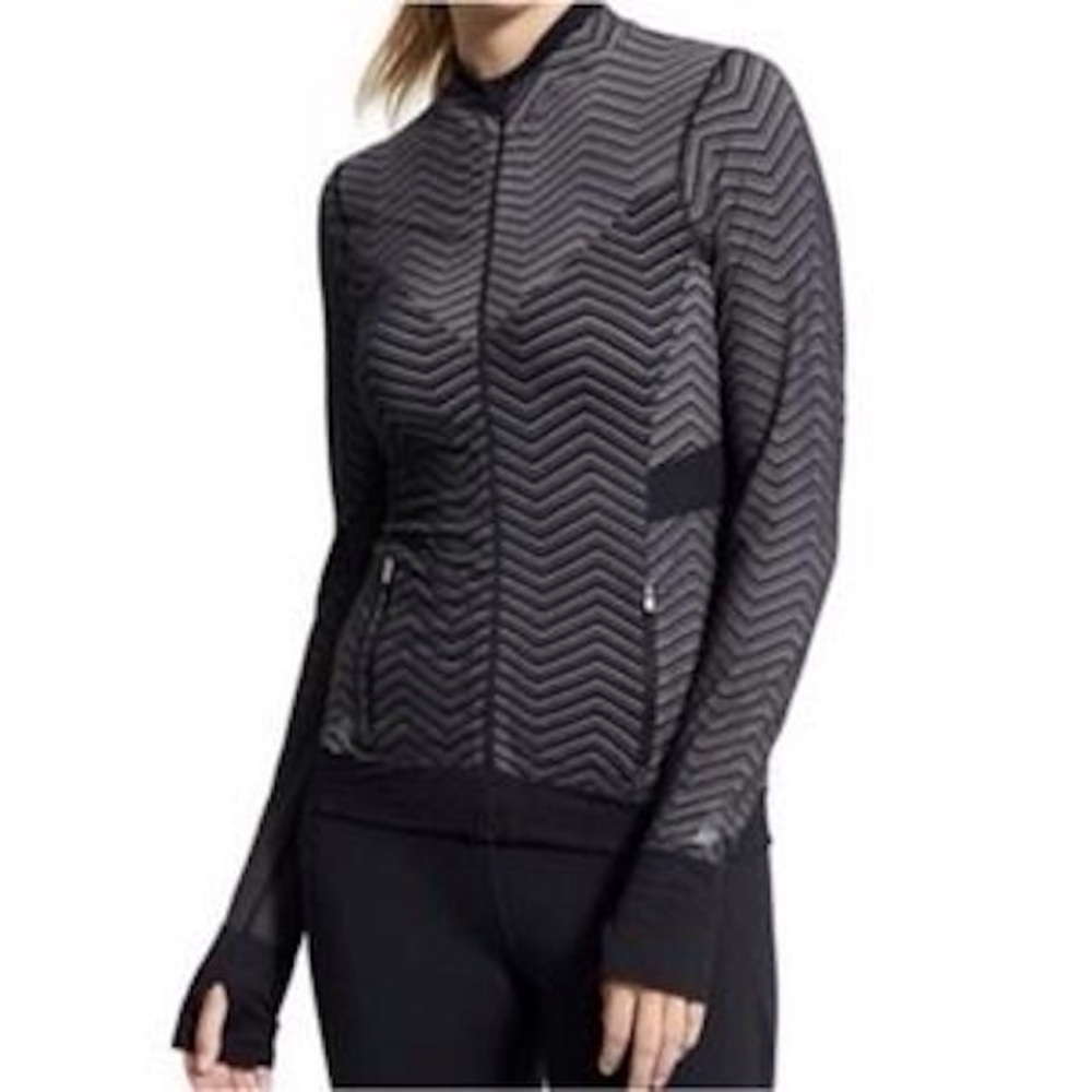 Athleta Sz L Chevron Outdoor Full Zip Lightweight Base Layer Andes Hybrid Jacket - Picture 1 of 10